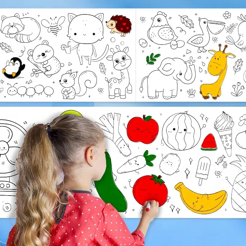 Kids Education Wallpaper - Kids Coloring Paper Roll Sticky DIY