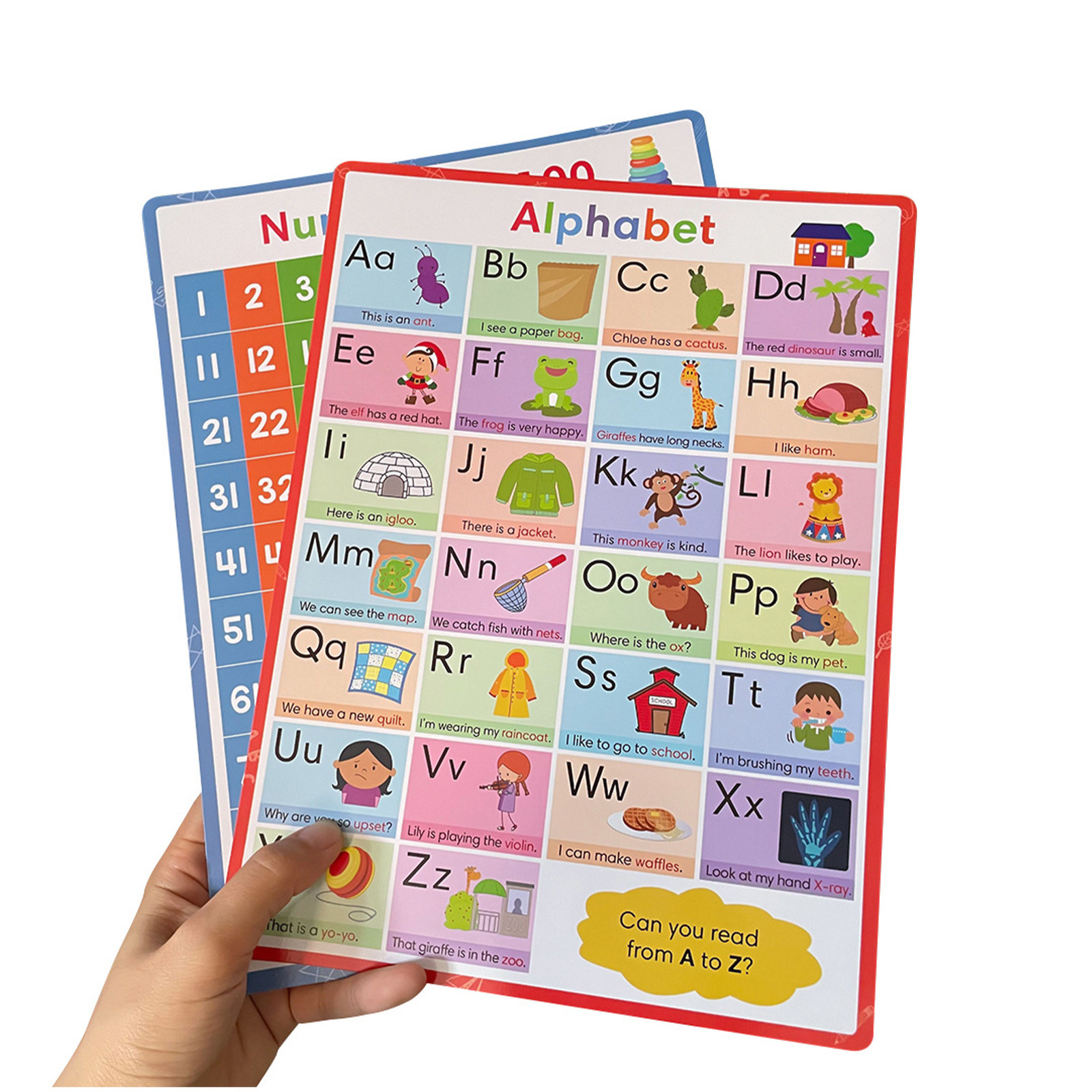Kids Education Wallpaper - 2Pcs Alphabet Number Poster Set Colorful