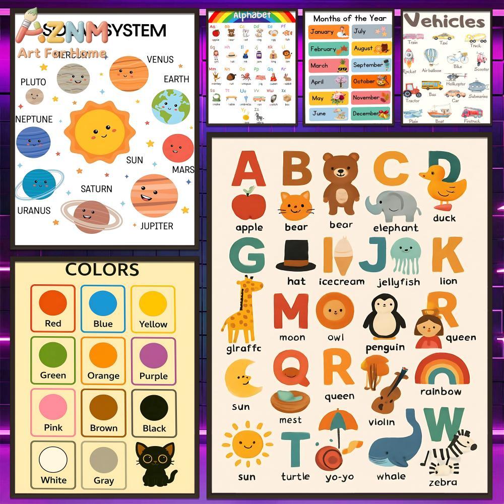 Kids Educational Posters - AZNM Kids Educational Canvas Wall Art