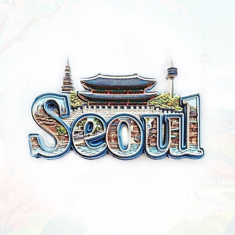Magnetic Letter Board - Seoul Gyeongbokgung & Namsan Tower Fridge