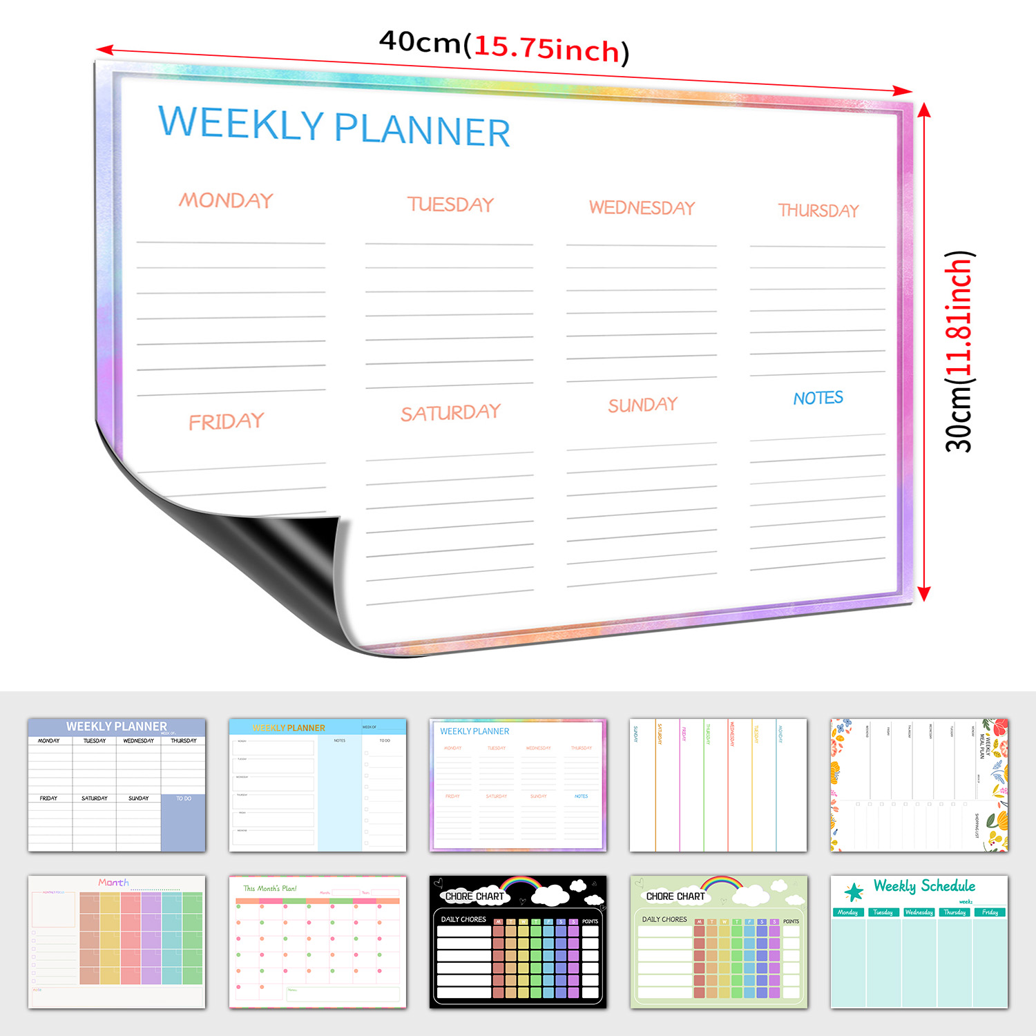 Magnetic Letter Board - Magnetic Weekly Planner Fridge Whiteboard 40×30cm