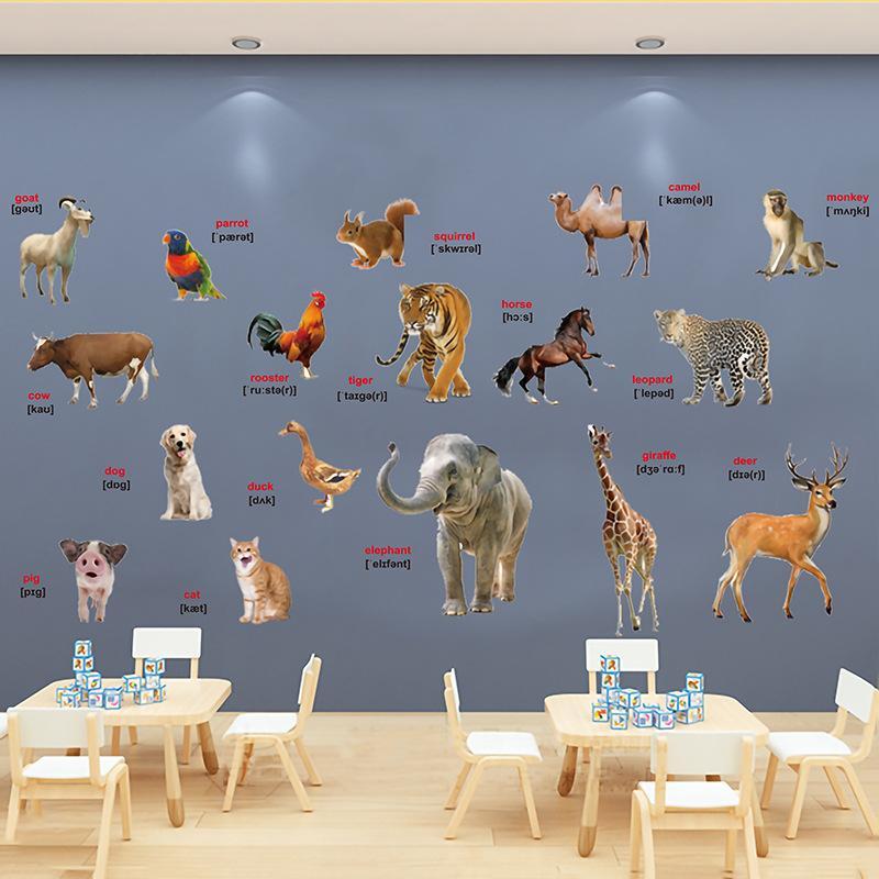 2Pcs Realistic Animal World Ed - Kids Education Wallpaper review and price