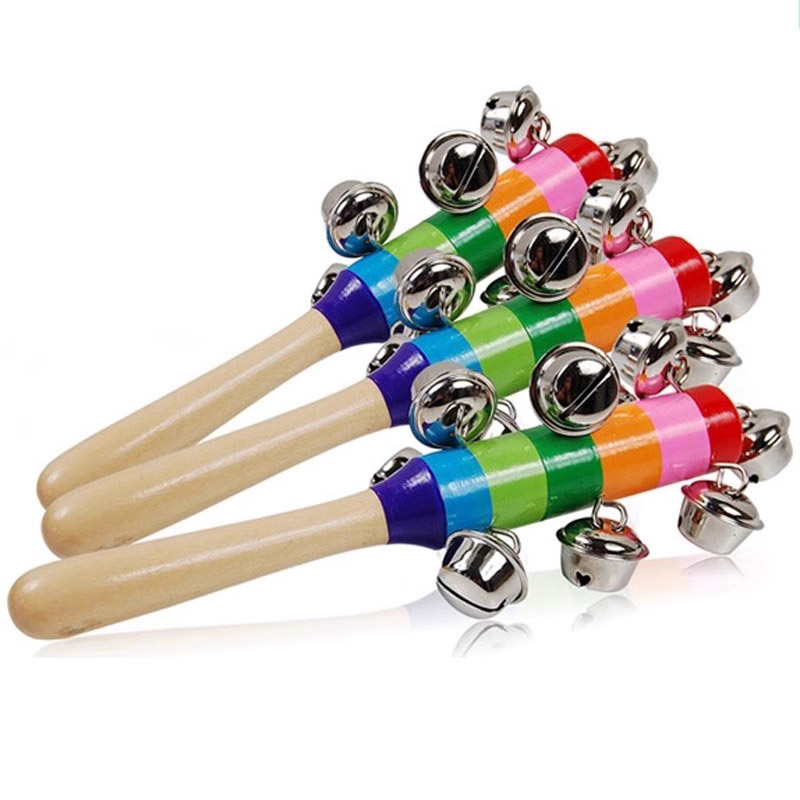 5PCS Wooden Jingle Hand Bells  - Kids Education Bell review and price