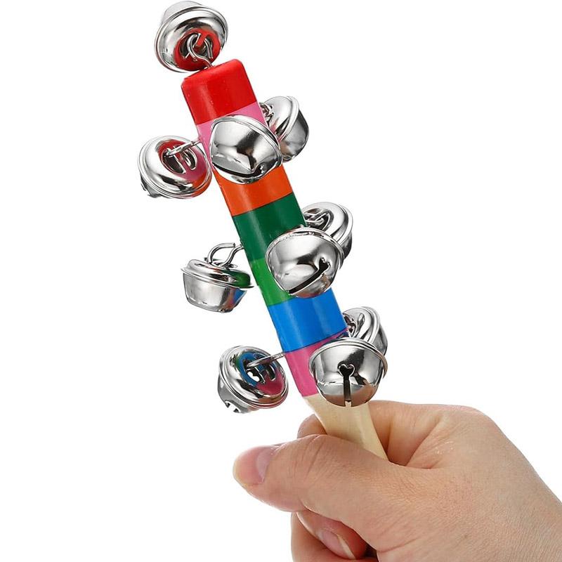 5PCS Wooden Jingle Hand Bells  - Kids Education Bell review and price