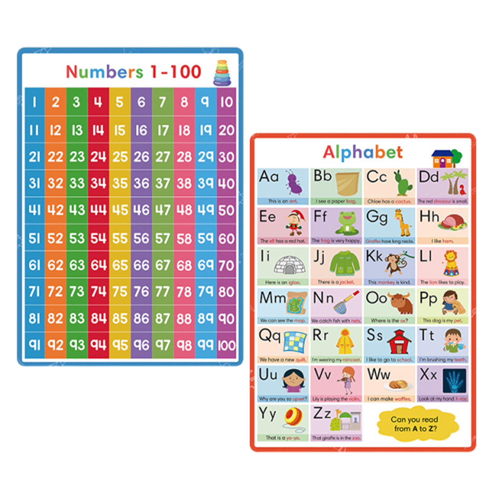 2Pcs Alphabet Number Poster Se - Kids Education Wallpaper review and price