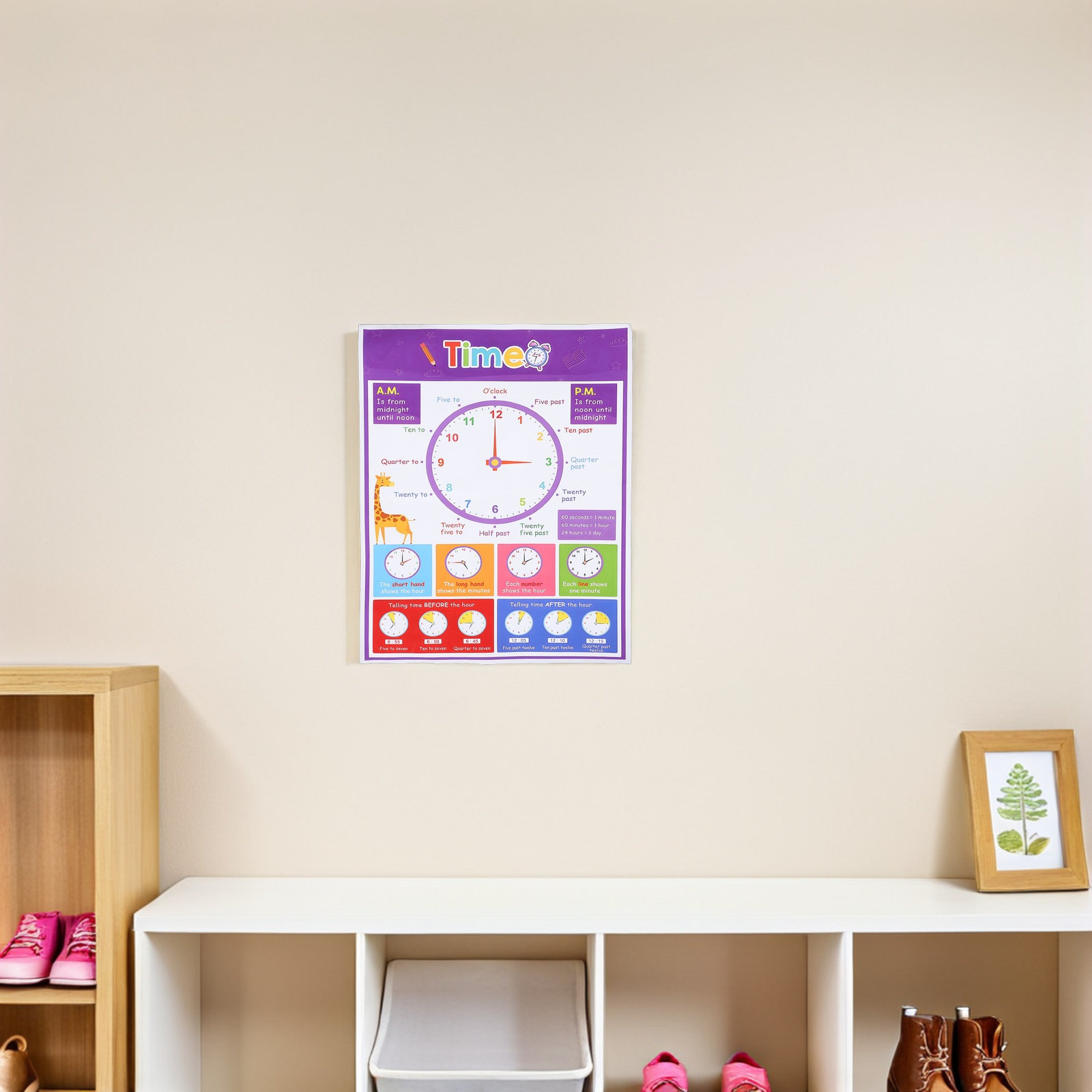 Time Teaching Poster for Kids  - Kids Education Wallpaper review and price