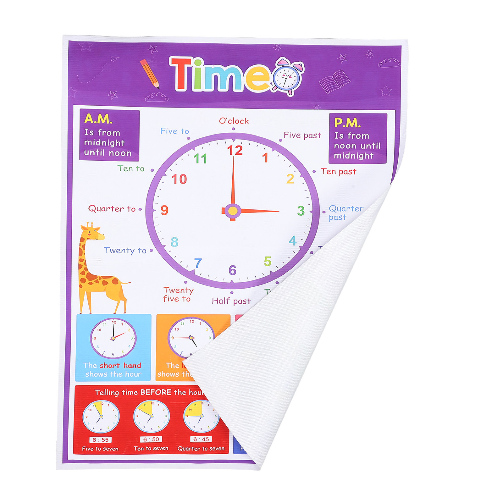 Time Teaching Poster for Kids  - Kids Education Wallpaper review and price
