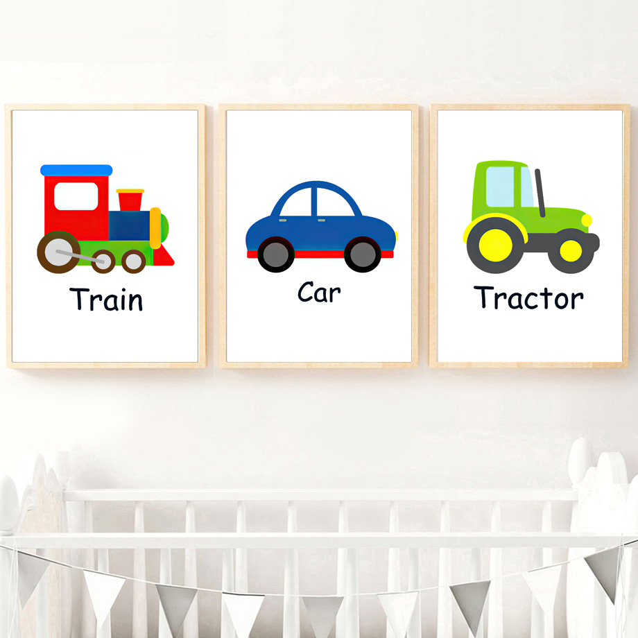 Cartoon Vehicle Alphabet wall  - Kids Educational Posters review and price